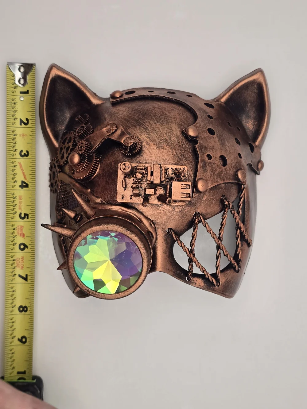 Steampunk Cat Ear Mask Iridescent Monocle & Gears Masquerade Party